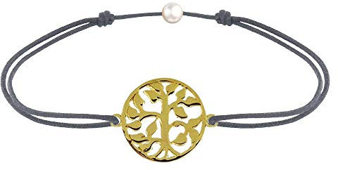 LES POULETTES BIJOUX - Bracelet Lien Arbre de Vie Plaqué Or - Gris