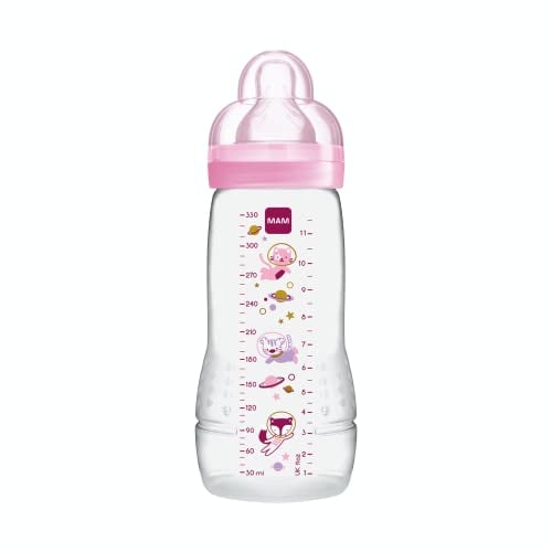 MAM Baby-Fläschchen für 2 Jahre, 330 ml, ab 6 Monaten, Sauger X, Rosa, sortiertes Modell / Farbe