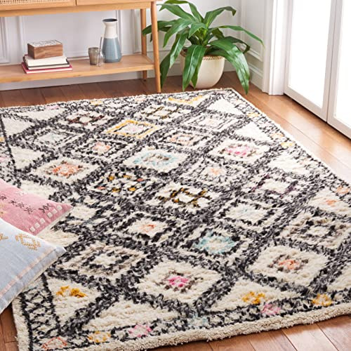 SAFAVIEH Kenya Collection Area Rug - 6' x 9', Natural & Multi, Hand-Knotted Moroccan Boho Tribal Wool, Ideal for High Traffic Areas in Living Room, Bedroom (KNY822A)