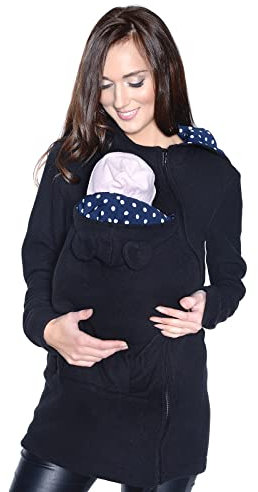 Tragejacke / Fleecepullover für Tragetuch Tragepullover für beide 3073A (38, Schwarz)