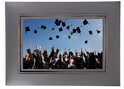 Kenro Grey Cardboard Strut Mount Photo Frame 7x5 Inch 13x18cm Presentation with Silver Border Pack of 10