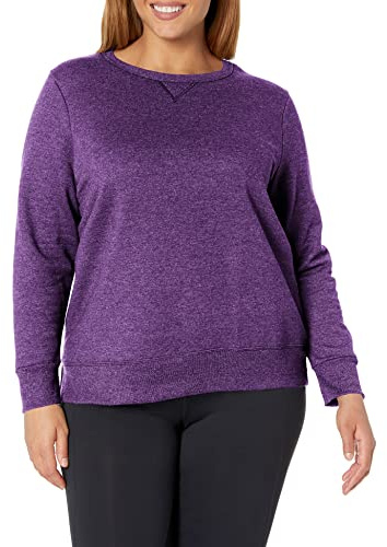 JUST MY SIZE womens Plus-size Ecosmart Sweatshirt With V-notch athletic sweaters, Violet Splendor Heather, 24 US