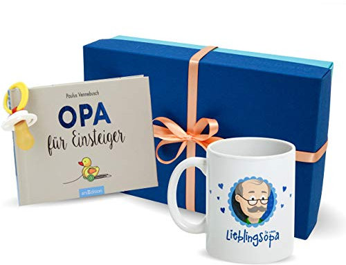 Opa Werden Geschenk - Geschenk Set Opa mit Buch Opa für Einsteiger, Opa Tasse, Schnuller + GRATIS Glückwunschkarte - Opa Geschenk – werdender Opa Geschenk – Geschenk für Opa - Geschenk Opa von Myoma