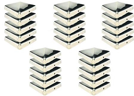 Capuchon de poteau haut de gamme 91x91 mm en acier inoxydable pour poteaux 9x9 cm couvercle de capuchon de clôture pyramidale capuchon 25 pièces