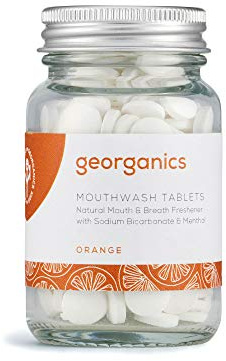 Georganics Organic Mouthwash Tablets - Organic Orange Flavoured Natural Mouthwash for Bad Breath - SLS, Glycerine & Fluoride Free - Certified Cosmos Natural, Vegan and Cruelty Free - 180 Tablets