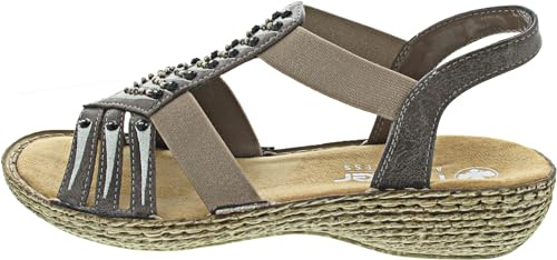 Rieker 65861, Damen Sandalen, Grau (smoke/45), 36 EU (3.5 Damen UK)