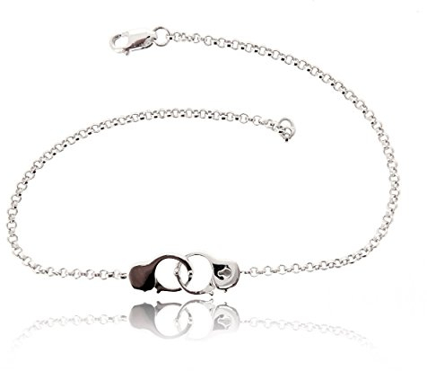 Sovats Bracelet Chaîne Menottes Bracelet Argent Femme 925, Taille 22.5