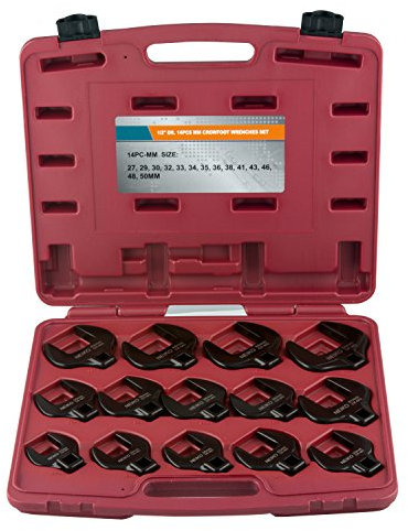 Neiko® 03326 A 1/2 Antrieb Metrisches Crowfoot-Schlüssel Set, Jumbo Größe, CR-MO, 1–1/40,6 cm – 5,1 cm | 14-teilig