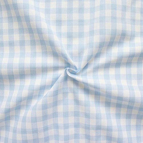 Stoffkontor 100% Baumwollstoff Stoff Züchen Vichy Karo groß - Öko-Tex Standard 100 - Meterware, Hell-Blau Weiss - zum Nähen von Bekleidung, Vorhängen, Bettwäsche, Dekorationen UVM.