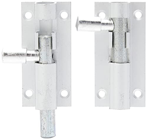Merriway BH00754 (5 Pcs) Straight Surface Slide Door Bolt, 50 mm (2 inch) Aluminium - Pack of 5 Pieces, Grey