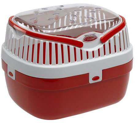 Ferplast Transportbox für Hamster und andere kleine Nagetiere Aladino Medium Reisekäfig für Hamster, Belüftungsgitter, komfortabler Griff, sicherer Verschluss, 30 x 23 x 21 cm, rot