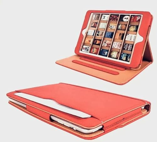 SALE! Iverson iPad 4 leather wallet cover case compatible with iPad 2 and iPad 3 with free screen protector and cleaning cloth. (ORANGE)