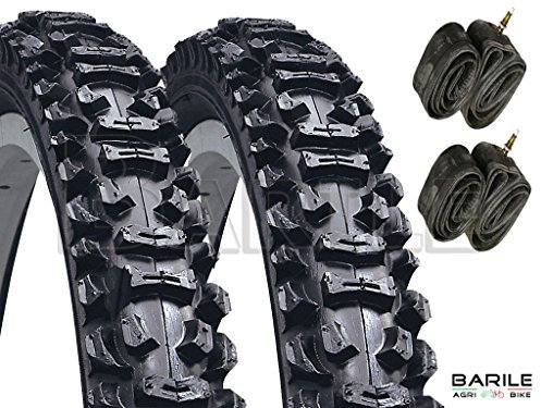 RMS - 2 cubiertas de neumático de 20 x 1,95 (50 - 406) para bicicleta MTB, color negro + 2 cámaras de aire