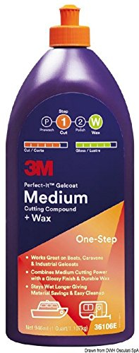 3M Perfect-It - Medium - Cutting Compound + Wax, pasta abrasiva e cera per 3M Perfect-it Boat Wax, 946 ml