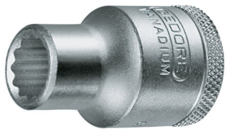 GEDORE Douille, Entraînement 1/2 12,5 mm, 12 pans, Diamètre 19 mm, Outil, 19 19, Acier chromé