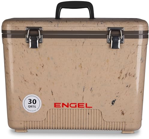 ENGEL Kühlbox 30qt (28,4 Liter) Auslaufsicher, Luftdicht, Tragbare, Kleine Kühlbox für Camping, Picknick, Wandern, Festival - Eisbox Ohne Strom für Männer & Frauen, 48,3 x 31,7 x 36,8 cm im Camo