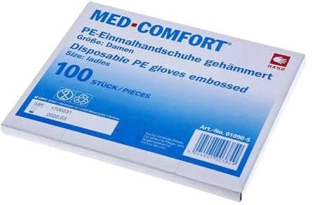 100x MED-COMFORT, PE-Handschuhe gehämmert, transparent, Gr. S (Damen) | Box (100 Stück)