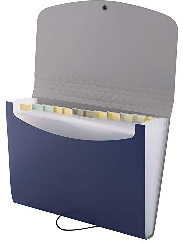 D.RECT 5888 Fächermappe | Dokumenten Organizer | Ordnermappe mit Fächern | Dokumentenmappe 12 Fächer A4 - Blau, 7538