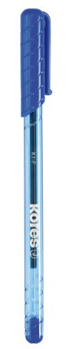 Kores - K1: Blaue Kugelschreiber, 0,7 mm Fine Point Biro mit wischfester Tinte für flüssiges Schreiben, dreieckige ergonomische Form, Schul- und Bürobedarf, 12er-Pack