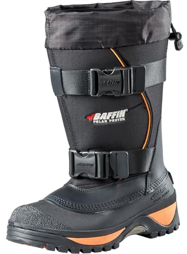 Baffin Wolf Men's Winter Boots, Tundra Rated, 14 to -22 degrees Fahrenheit, Tall Height, Bak - Black/Expedition Gold, Size 8