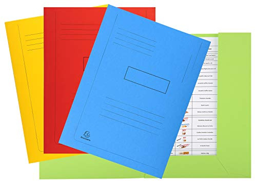 Exacompta 445000E Öko-Einschlagmappe. Aus Recycling-Karton DIN A4 mit 2 Klappen 1 Stück Zufallsfarbe Sammelmappe Dokumentenmappe ideal für Büro und Schule