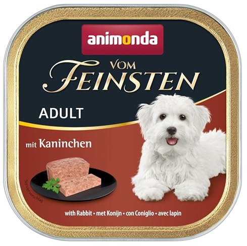 animonda vom Feinsten Hundefutter nass mit Kaninchen (22 x 150g), getreidefreies Hundefutter ohne Zucker, mit frischen, fleischigen Zutaten