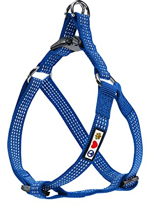Pawtitas Reflective Step-in Dog Harness – Adjustable No-Pull Vest for Puppies to Seniors, Safe & Comfortable, XS Blue