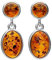Circle & Oval Cabochon Cut Baltic Honey Amber Sterling Silver Earrings for Women/Girls - Elegant Dangly/Dangle Drop Stud Earrings - Amber Jewellery. 080345C