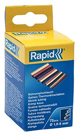 Rapid 1.5-5mm Heat Shrink Tubes, 2:1 Ratio, Set of 72, Assorted Colours and Sizes, 24947400