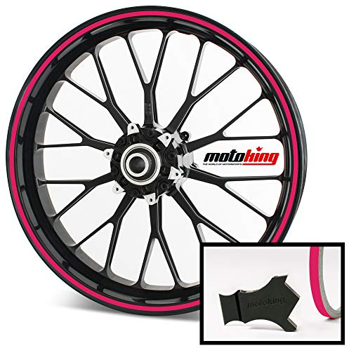 Motoking Felgenrandaufkleber mit Montagetool für Ihr Motorrad / 6 mm/für 10 bis 25 / Farbe wählbar - Pink matt