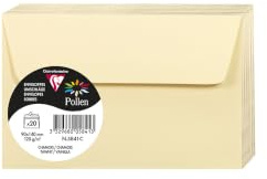 Clairefontaine 5841C - Packung mit 20 Umschläge Pollen, selbstklebend, 9x14cm, 120g, ideal für Ihre Einladungen und Korrespondenz, Chamois Beige, 1 Pack