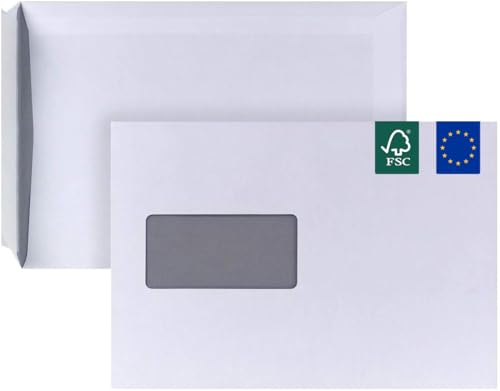 MADE IN GERMANY 10 Briefumschläge C5 selbstklebend mit Fenster CS Webkontor - Umschläge aus 90 g/m² Kraftpapier - C5 Umschlag in weiß für Briefe, Geschäftspost, tägliche Korrespondenz, Mailings usw.