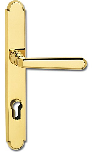 5x HOPPE Sicherheits-Drückergarnitur ALT-WIEN - auf Langschild Profilzylinder Entfernung 88mm, für Türstärke 34-78mm,Messing poliert PVD-beschichtet
