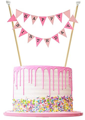 Amazing Bunting, Happy Birthday, Kuchen Ammer, Kuchendeckel, Rosa Pastell, Kleine Fahnen