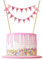 amazing buntings, Happy Birthday Cake Topper, Pink Bunting Flags Banner Party Decoration, Fully Assembled with Food Grade Wooden Poles, Small