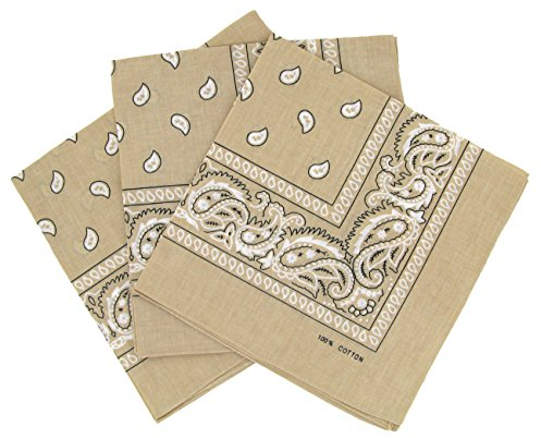 Set 3 bandanas paisley damen und herren beige