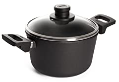 Woll Nowo Titanium Topf mit Glasdeckel in Box - Induktiv - Ø 20 cm, 12 cm hoch, 3.0 Liter, mit 2 Seitengriffen - Geeignet für alle Herdarten