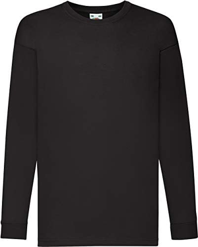 Fruit of the Loom Valueweight Children's Long-Sleeve T-Shirt Choice of Colours - Black - One Size
