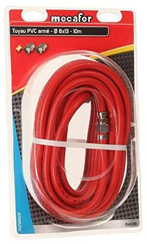 Mecafer 156018 T8/10M Tuyau pvc Rouge,8 x 13 10 m sortie 3/8 f