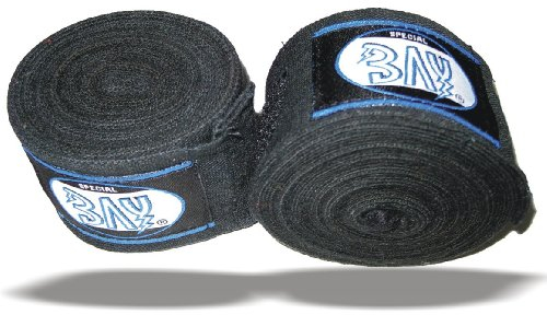 BAY® Monster 5 m SCHWARZ Boxbandagen + WICKELANLEITUNG, elastisch, fünf Meter x 5 cm, Box-Bandagen, Handbandagen, Faustbandagen, Paar, 2 Stück Wraps Wrap Binden Boxen Boxer Handwraps