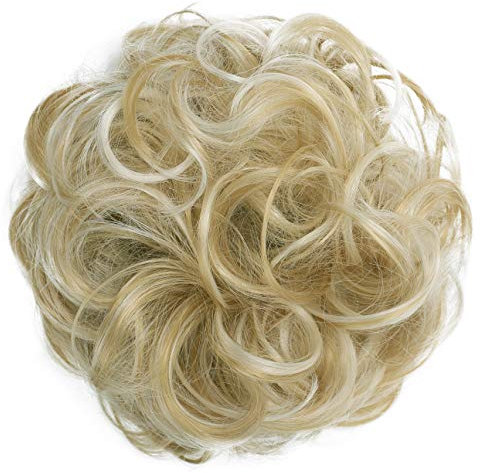 CAISHA Haarteil Haargummi Hochsteckfrisuren Brautfrisuren Voluminös Gelockt Unordentlich Dutt Kunstfaser DM15cm Blond Mix G30A