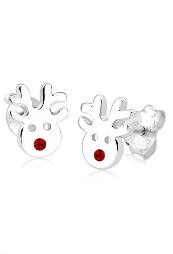 Elli Ohrringe Kinder Rentier Motiv Verspielt mit Kristallen aus 925 Sterling Silber