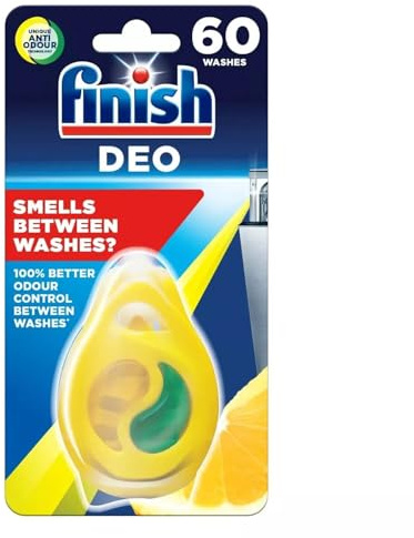 Finish Ambientador para lavavajillas limón y lima con control de aroma, caja de 4