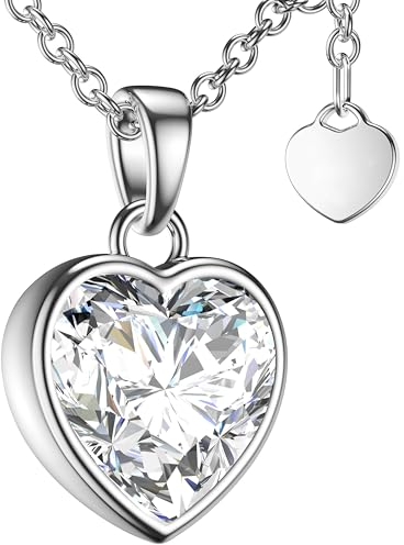 Herzkette 925 Sterling Silber Halskette Damen Kette mit Herz Anhänger Ich liebe Dich (45-50cm) Silberkette mit Herz Zirkonia Schmuckgeschenk für Frauen Sie Ehefrau zum Hochzeitstag Geburtstag Jubiläum