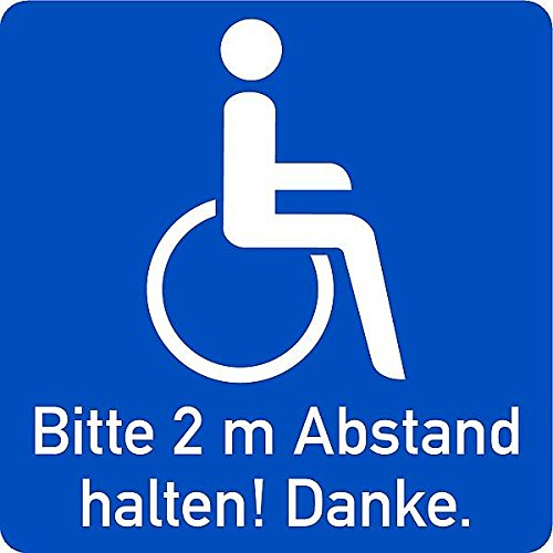 LEMAX® Aufkleber Fahrzeugaufkleber, Rollstuhlfahrer, 2m Abstand halten!, 100x100mm Folie selbstklebend 0 100x100mm