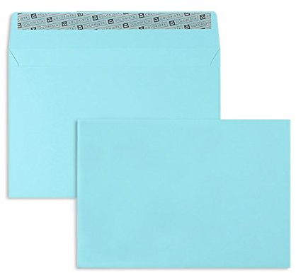 100 Stück, Farbige Briefumschläge, DIN C5, Haftklebung mit Abziehstreifen, Gerade Klappe, 120 g/qm Colorista, Ohne Fenster, Blau (Hellblau), Blanke Briefhüllen