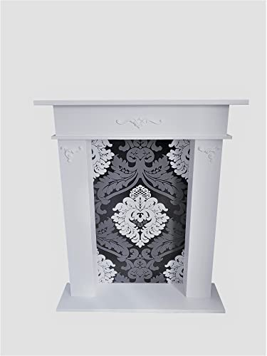 Dekokamin Black White, Kaminumrandung, Kaminsims, Handarbeit, Kaminkonsole