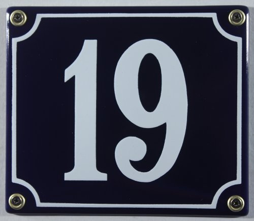 Buddel-Bini Wetterfestes Emaille Hausnummernschild 19 blau/weiß 14x12 cm sofort lieferbar