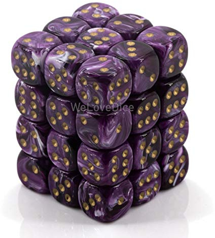 DND Dice Set-Chessex D&D Dice-12mm Vortex Purple and Gold Plastic Polyhedral Dice Set-Dungeons and Dragons Dice Includes 36 Dice – D6, Various (CHX27837)
