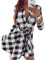 FANCYINN Damen Langarm Plaid Muster Tunika Tops Shirt Lässige Kleidung Weiß L